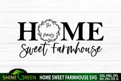 Home Sweet Farmhouse Sign SVG with Floral Monogram Frame Product Image 2