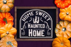 home sweet haunted home farmhouse sign white on black