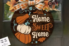 Home sweet home door hanger svg, Fall Door Hanger svg, autum Product Image 1