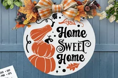 Home sweet home door hanger svg, Fall Door Hanger svg, autum Product Image 2