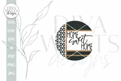 Home Sweet Home SVG Boho Door Hanger SVG Farmhouse Door Sign Product Image 2