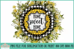 Home Sweet Home Honey Bee Sign Round Farmhouse Sublimation