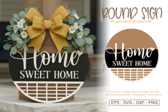 Home Sweet Home Round Porch Sign Laser Cut SVG Outdoor Sign Product Image 1