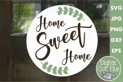 Home Sweet Home Spring Round Sign Door Hanger Svg Product Image 1
