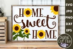 Home Sweet Home Farmhouse Sign | Sunflower Svg Cut File Product Image 1