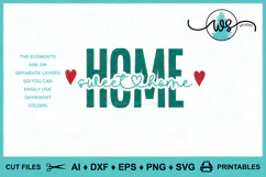 Home Sweet Home SVG PNG Clipart, Farmhouse Decor Home File Product Image 2