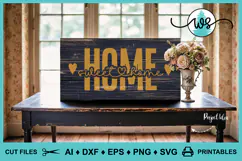 Home Sweet Home SVG PNG Clipart, Farmhouse Decor Home File Product Image 7