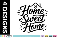 Home Sweet Home farmhouse SVG design with decorative house icon.