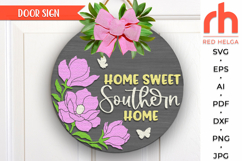 magnolia door sign svg, southern home sign svg, floral hanger svg, spring door sign svg, welcome sign svg, flower wood sign dxf, round hanging sign svg, laser cut file, layered sign svg, ranch door sign, western door sign, farm sign svg, seasonal sign svg