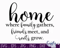 Farmhouse Home Round Sign Svg | Home Where Family Gathers Product Image 2