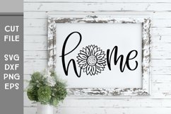 Home with sunflower, Hand Lettered with floral SVG Product Image 3