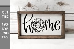 Home with sunflower, Hand Lettered with floral SVG Product Image 1