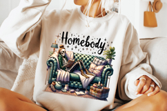 Homebody PNG, Reading PNG, Funny Skeleton PNG, Sarcastic PNG Product Image 1