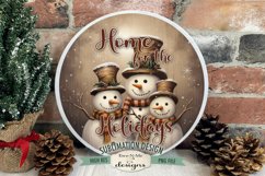 Home For Holidays | Rustic Snowman Round Sublimation Design Product Image 1