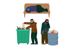 Homeless men facing struggle and harsh conditions Product Image 1