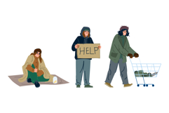 Homeless people experiencing poverty and asking for help Product Image 1