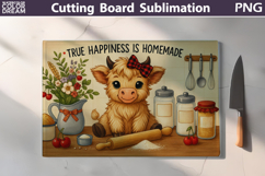 Funny Highland Cow Cutting Board| True Happiness is Homemade Product Image 5
