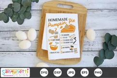 Homemade Pumpkin pie recipe on a towel