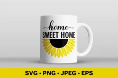 Home Sweet Home SVG. Sunflower round door sign Product Image 2