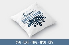 Home Sweet Home SVG. Winter snowflake round door sign Product Image 2