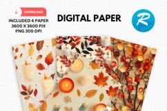 Autumn Candles Digital Paper, Autumn Background Product Image 1