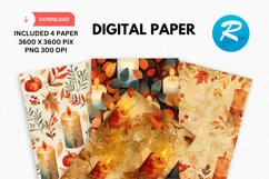 Autumn Candles Digital Paper, Autumn Background Product Image 1