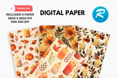 Autumn Candles Digital Paper, Autumn Background Product Image 1