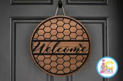 Welcome Porch sign svg Honeycomb Laser cut Glowforge file Product Image 1