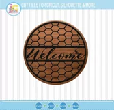 Welcome Porch sign svg Honeycomb Laser cut Glowforge file Product Image 3