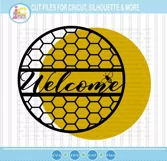 Welcome Porch sign svg Honeycomb Laser cut Glowforge file Product Image 2