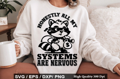Vintage Funny Raccoon SVG Design - Honestly all my systems a Product Image 4