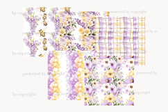 GlamArtZhanna, Honey bee paper, Honey bee pattern, Honey bee background, Lavender paper, Lavender pattern, Lavender background, Lilac flower paper, Lilac floral pattern, honeycomb background, Bees digital paper, Bees pattern, Cottage paper, Garden pattern