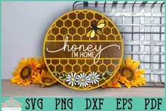 Honey Bee Sign Farmhouse Round Door Hanger SVG