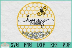 Honey Bee Sign Farmhouse Round Door Hanger SVG