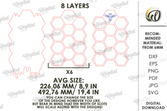 3D Bee Shelf Laser Cut. Honey Jar Storage Wall Hanger SVG Product Image 2
