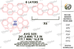 3D Bee Shelf Laser Cut. Honey Jar Storage Wall Hanger SVG Product Image 2