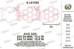 3D Bee Shelf Laser Cut. Honey Jar Storage Wall Hanger SVG Product Image 2
