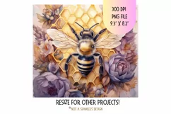 Honey Bee Tumbler Wrap  Floral Bee Tumbler Sublimation Png