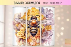Honey Bee Tumbler Wrap  Floral Bee Tumbler Sublimation Png