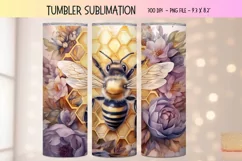 Honey Bee Tumbler Wrap | Floral Bee Tumbler Sublimation Png