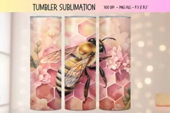 Honey Bee Tumbler Wrap  Floral Bee Tumbler Sublimation Png