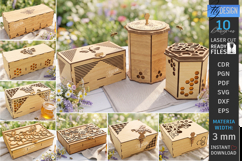 Honey Boxes Storage Laser Cut Bundle | Honeybee | Honeycomb Product Image 1