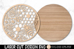 Honeybee Round Flower Laser Cut SVG Product Image 2