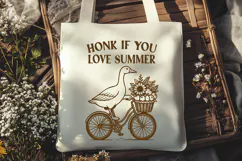 Honk If You Love Summer SVG Cute Goose on Bike Summer Print Product Image 2