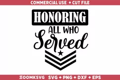 Honoring all who served SVG, Veteran SVG, Military SVG Product Image 1