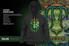 King Lion Gold crown Green weed smoke Cartoon Illustrations Product Image 3