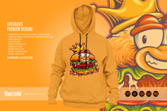 Happy Burger Mascot Wearing Royal Crown Cartoon Style Product Image 2