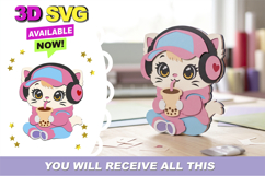 Cute Hoodie Cat Kawaii 3D SVG File Product Image 1