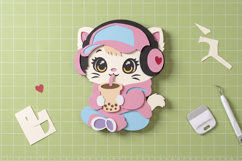 Cute Hoodie Cat Kawaii 3D SVG File Product Image 3