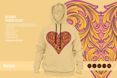 Antique elegance engraved floral heart pattern Product Image 5